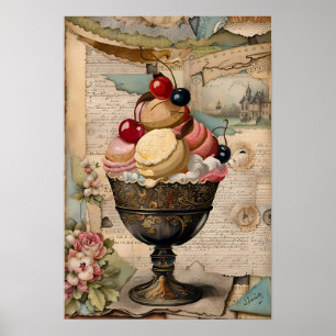 Poster Yummy Sweets Vintage Collage