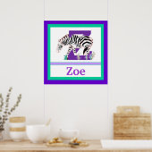 Poster Z est pour Zebra and Girl Name Wall Art pour enfan (Cuisine)