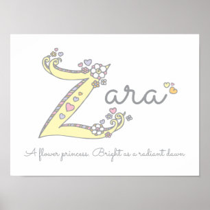 Poster Z pour Zara signification initiale du nom dans l'a