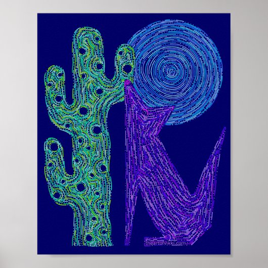 Poster Z Purple Coyote Wolf Coloré Design Sud-Ouest (Devant)