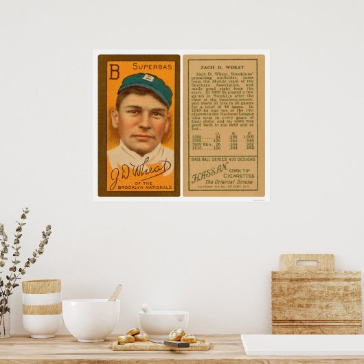 Poster Zack Blé Brooklyn Superbas Baseball 1911 (Cuisine)