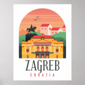 Poster Zagreb Croatie Cityscape Vintage (Devant)