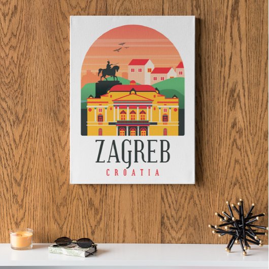 Poster Zagreb Croatie Cityscape Vintage