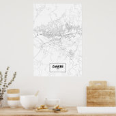 Poster Zagreb, Croatie (noir sur blanc) (Cuisine)