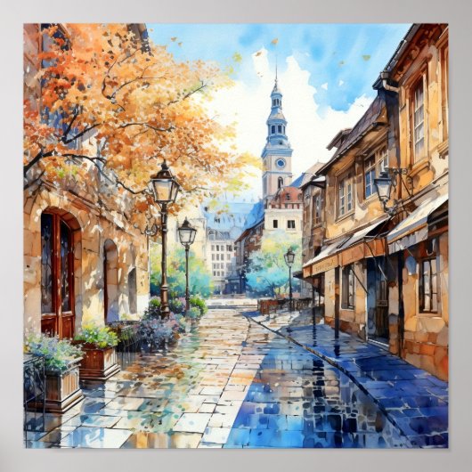 Poster Zagreb Croatie Voyage Aquarelle Art Imprimer (Devant)