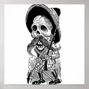 Poster Zapatista Calavera. c. early 1900's. Mexico.