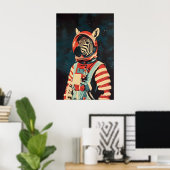Poster Zebra Astronaut Poster, Zebra Retro Print, Zebra (Bureau à domicile)