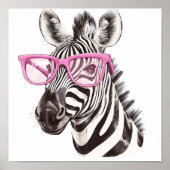 Poster Zebra avec lunettes roses (Devant)