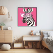 Poster Zebra avec lunettes roses