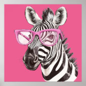 Poster Zebra avec lunettes roses (Devant)