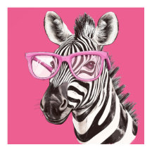 Poster Zebra avec lunettes roses
