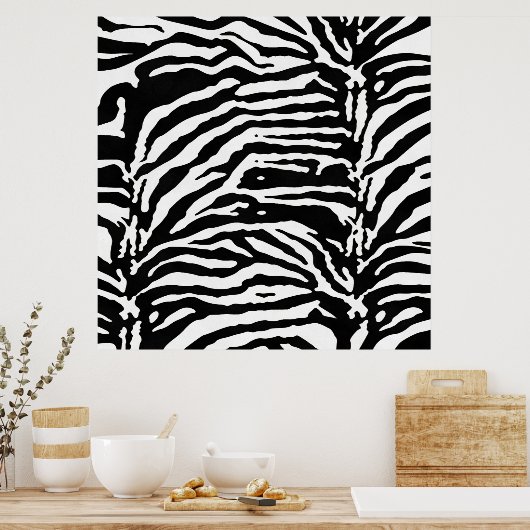 Poster Zebra Camouflage Motif artistique noir et blanc (Cuisine)