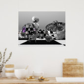 Poster Zebra dans un monde de science-fiction B&W (Cuisine)