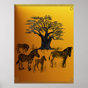 Poster zebra en Baobab