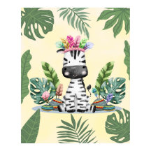 Zebra Jungle Safari Exotic feuilles de palmier Nur