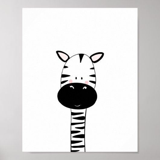 Poster Zebra Nursery Print Zo moderne noir et blanc (Devant)