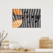 Poster Zebra Print Guitar with Notes (Cuisine)