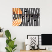 Poster Zebra Print Guitar with Notes (Bureau à domicile)