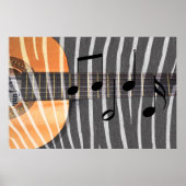 Poster Zebra Print Guitar with Notes (Devant)