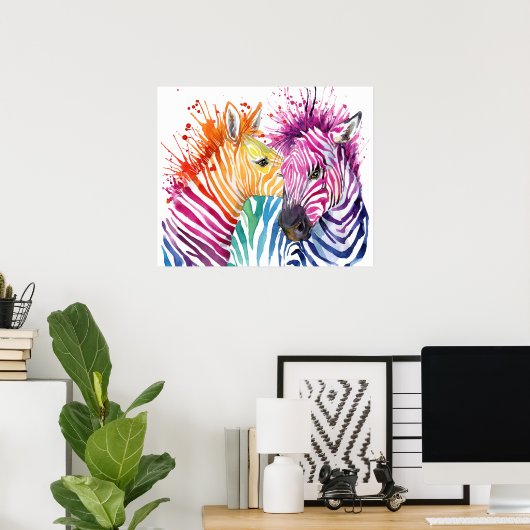 Poster Zebra Rainbow (Bureau à domicile)