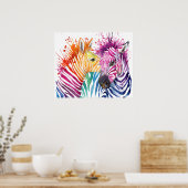 Poster Zebra Rainbow (Cuisine)