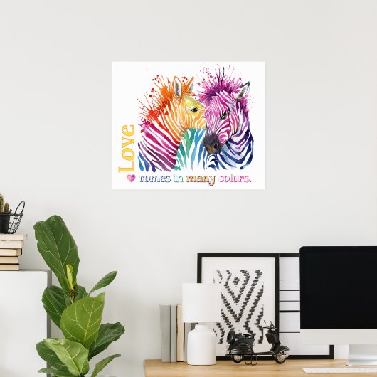 Poster Zebra Rainbow (Bureau à domicile)
