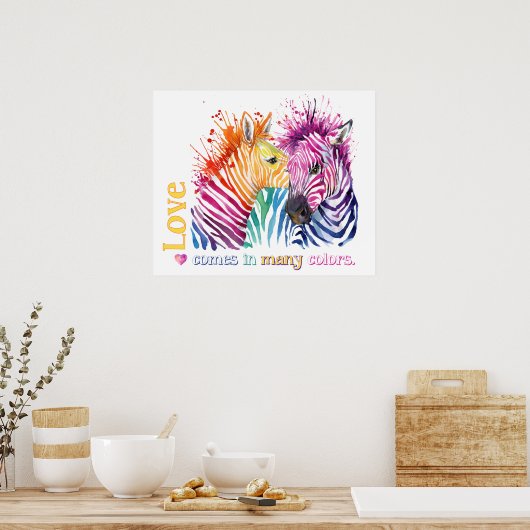 Poster Zebra Rainbow (Cuisine)