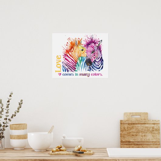 Poster Zebra Rainbow (Cuisine)