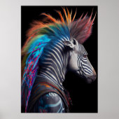 Poster Zebra Rainbow Mohawk - Weirdcore Rainbow Punk (Devant)