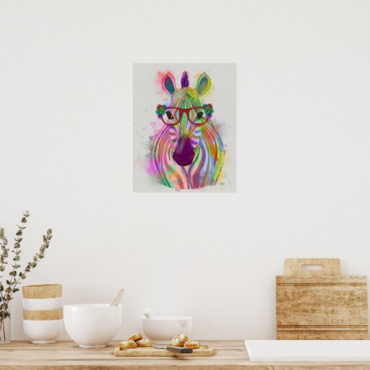 Poster Zebra Rainbow Splash (Cuisine)