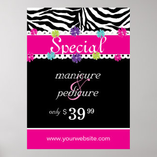 Poster Zebra Salon Spa tendance Pink Daisy Vente de print
