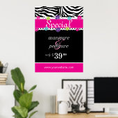 Poster Zebra Salon Spa tendance Pink Daisy Vente de print (Bureau à domicile)