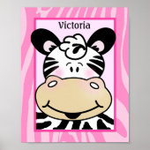Poster Zebra Stripe rose Customisé Nursery Art Imprimer (Devant)