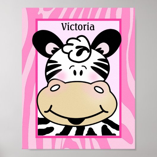 Poster Zebra Stripe rose Customisé Nursery Art Imprimer (Devant)