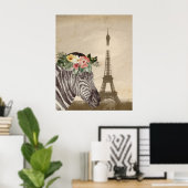Poster Zebra & Tour Eiffel (Bureau à domicile)