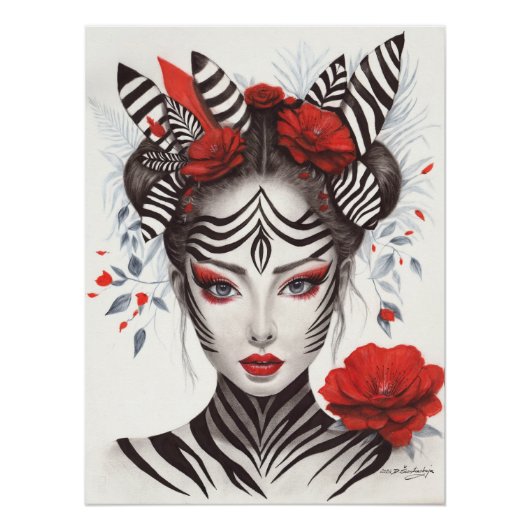 Poster Zebra Woman - Pop Art primé (Devant)