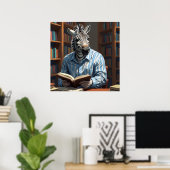 Poster Zebrary Funny Zebra dans la peinture de bibliothèq (Bureau à domicile)