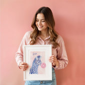 Poster Zèbre à l'aquarelle bleue soufflant une bulle de c