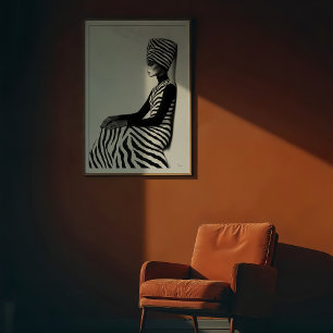 Poster Zèbre Chic : Mode Graphique Monochrome