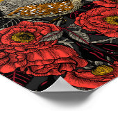 Poster Zèbre et rosier rouge (Coin)