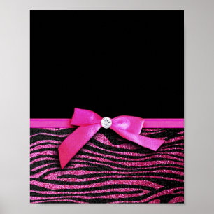 Poster Zèbre rose chaud et ruban graphique arc