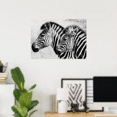 Poster Zèbres Animaux Faune Noir et Blanc (Bureau à domicile)