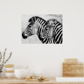 Poster Zèbres Animaux Faune Noir et Blanc (Cuisine)