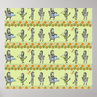 Poster Zèbres et fruits Motif sans couture