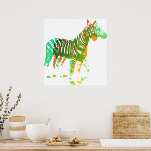 Poster Zèbres - Vert & Orange (Cuisine)