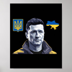 Poster Zelensky Ukraine Drapeau Ukrainien Vintage Soutien