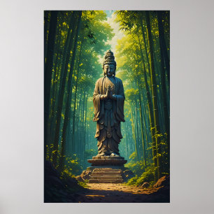 Poster Zen dans la forêt de bambou