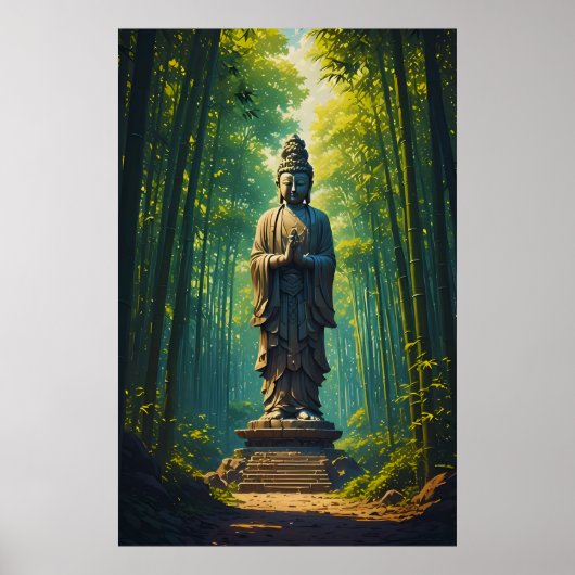 Poster Zen dans la forêt de bambou (Devant)