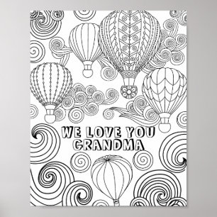 Poster Zen Doodle Art tournois Ballons Couleur Adulte