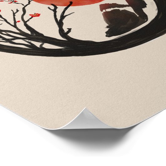 Poster Zen Enso Circle et Sakura Tree (Coin)